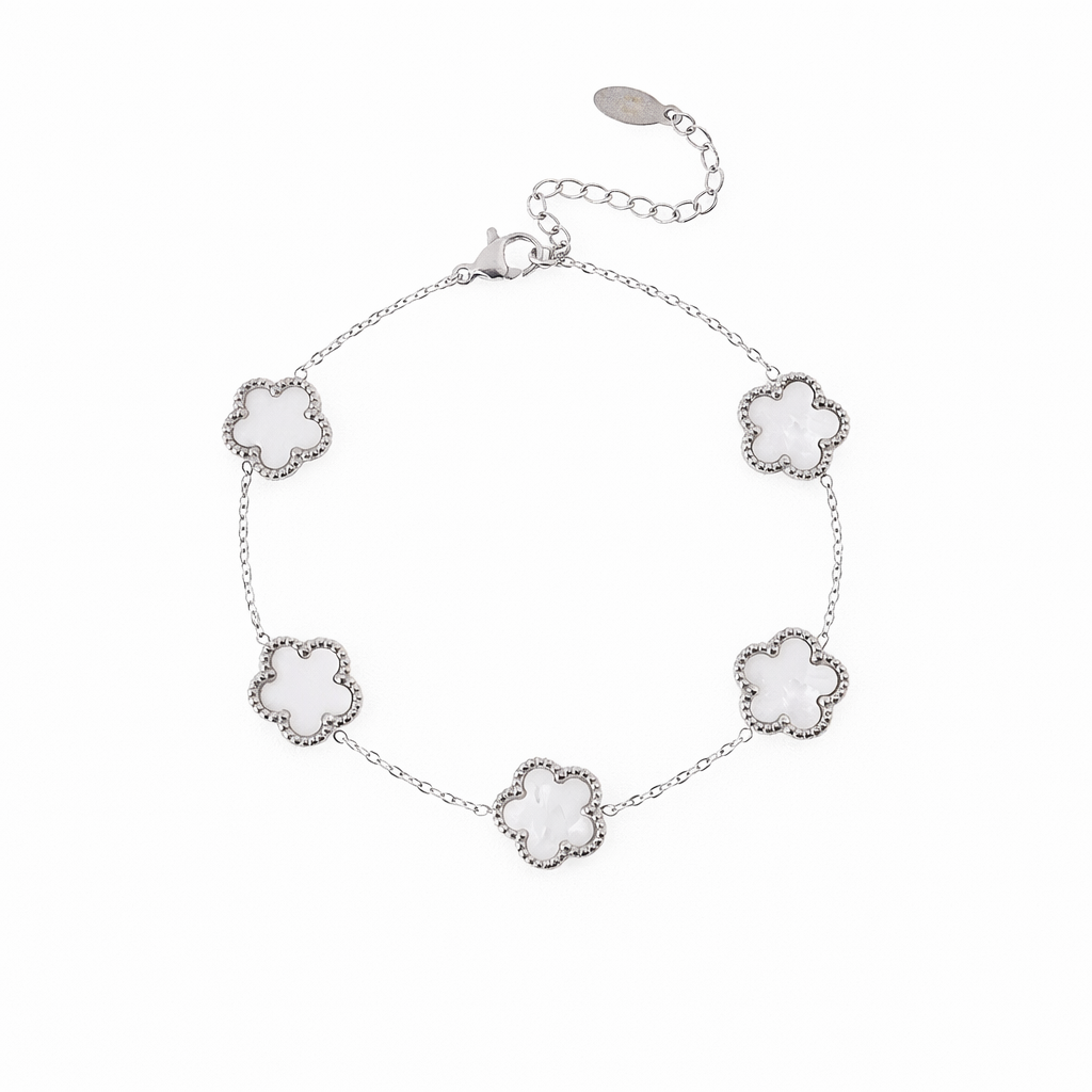 Quadrifoglio-Silberarmband mit Perlmutt