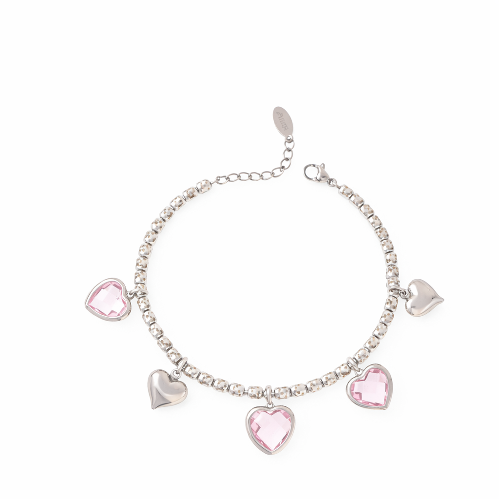 Pulsera de corazones rosas para siempre