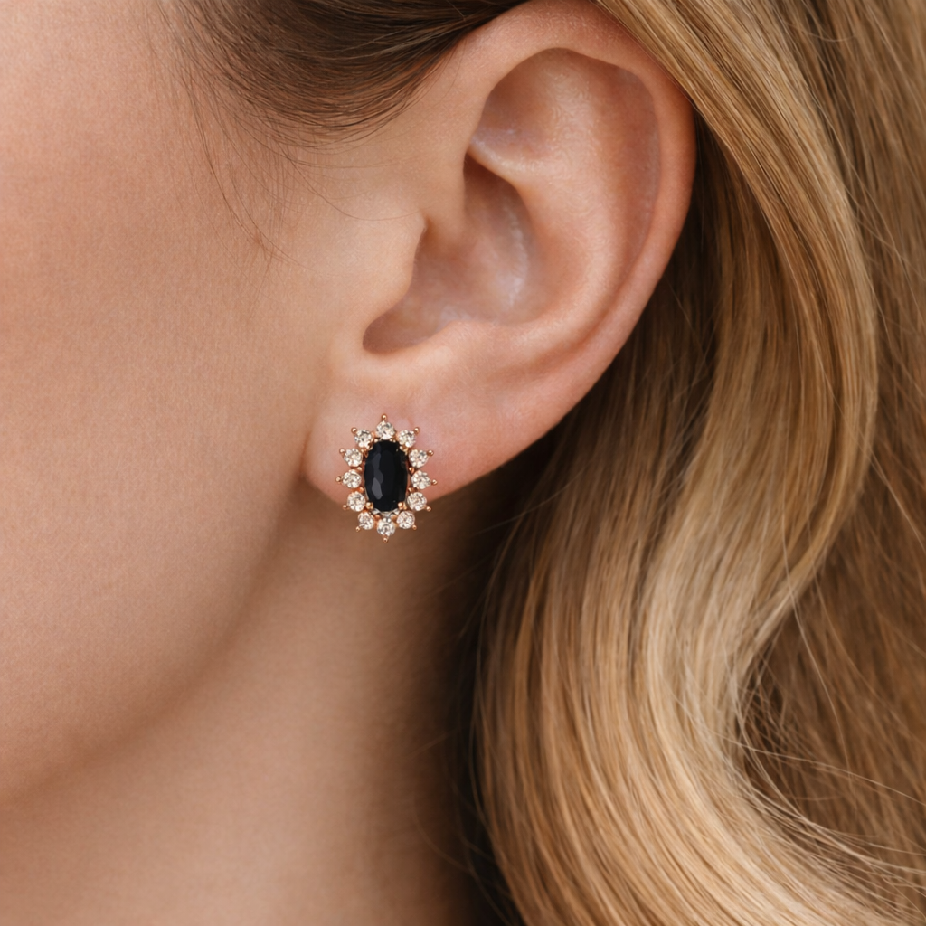 Pendientes Oro Bria Piedra Negra