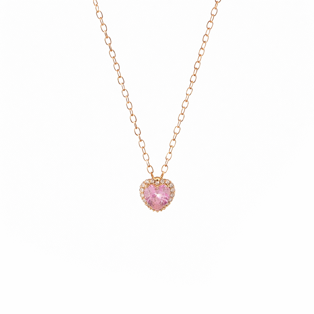 Collar de corazón rosa