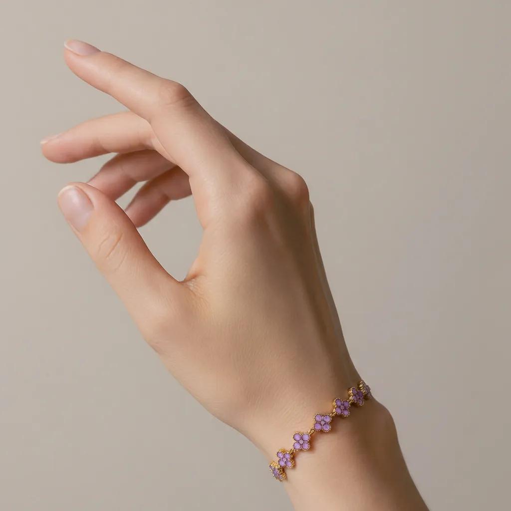 Pulsera Cadena Trébol Violeta