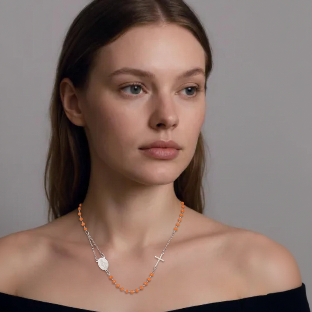 Collar de plata sagrada naranja