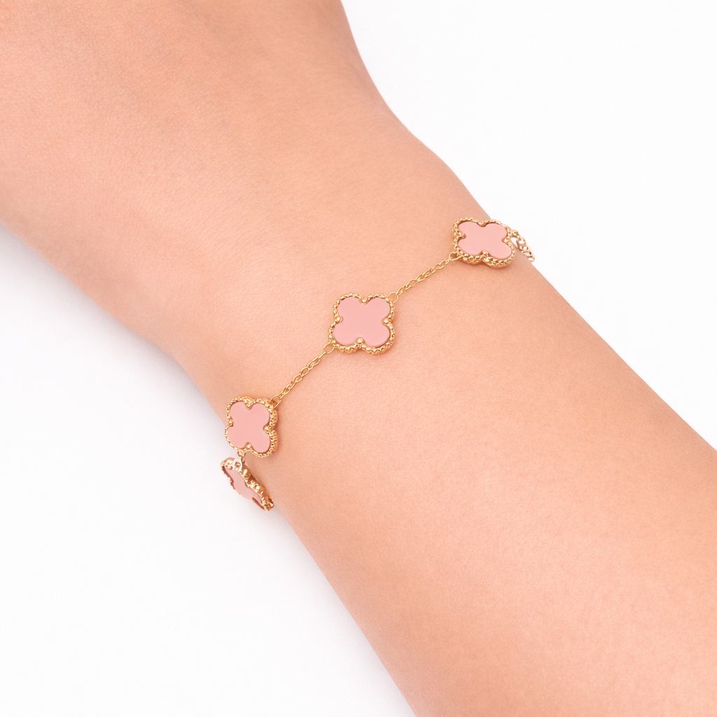 Four-Leaf Clover Bracelet Pink