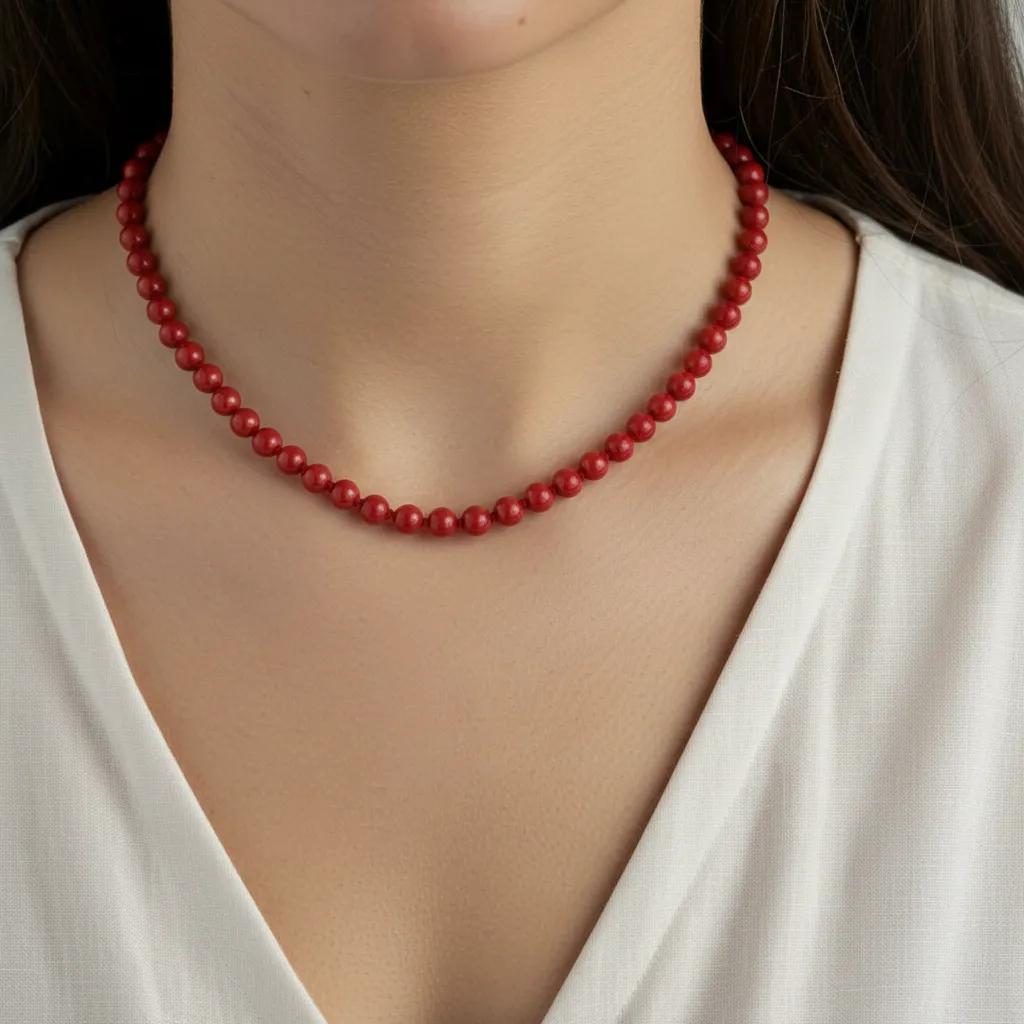 Collar Perlas Rojas